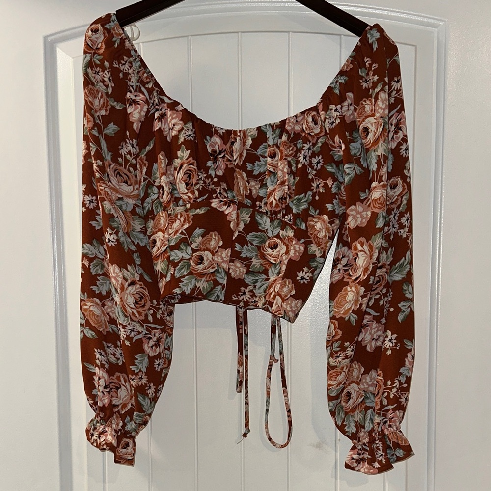 Altar'd State Floral Rust Blouse
